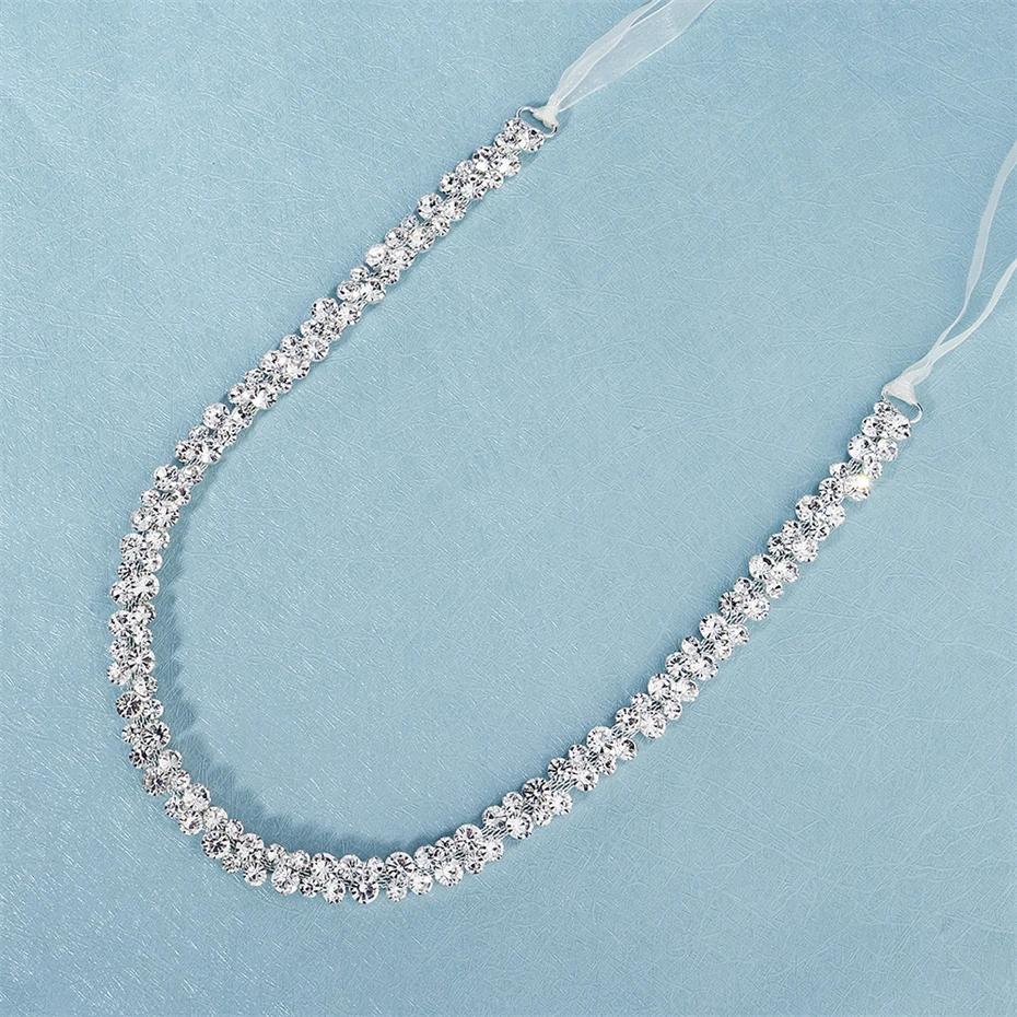 Efily Luxury Thin Rhinestone Bridal Belt Ribbon Women Crystal Bright Party Belt Sash Wedding Accessories Dress Bridesmaid Gift