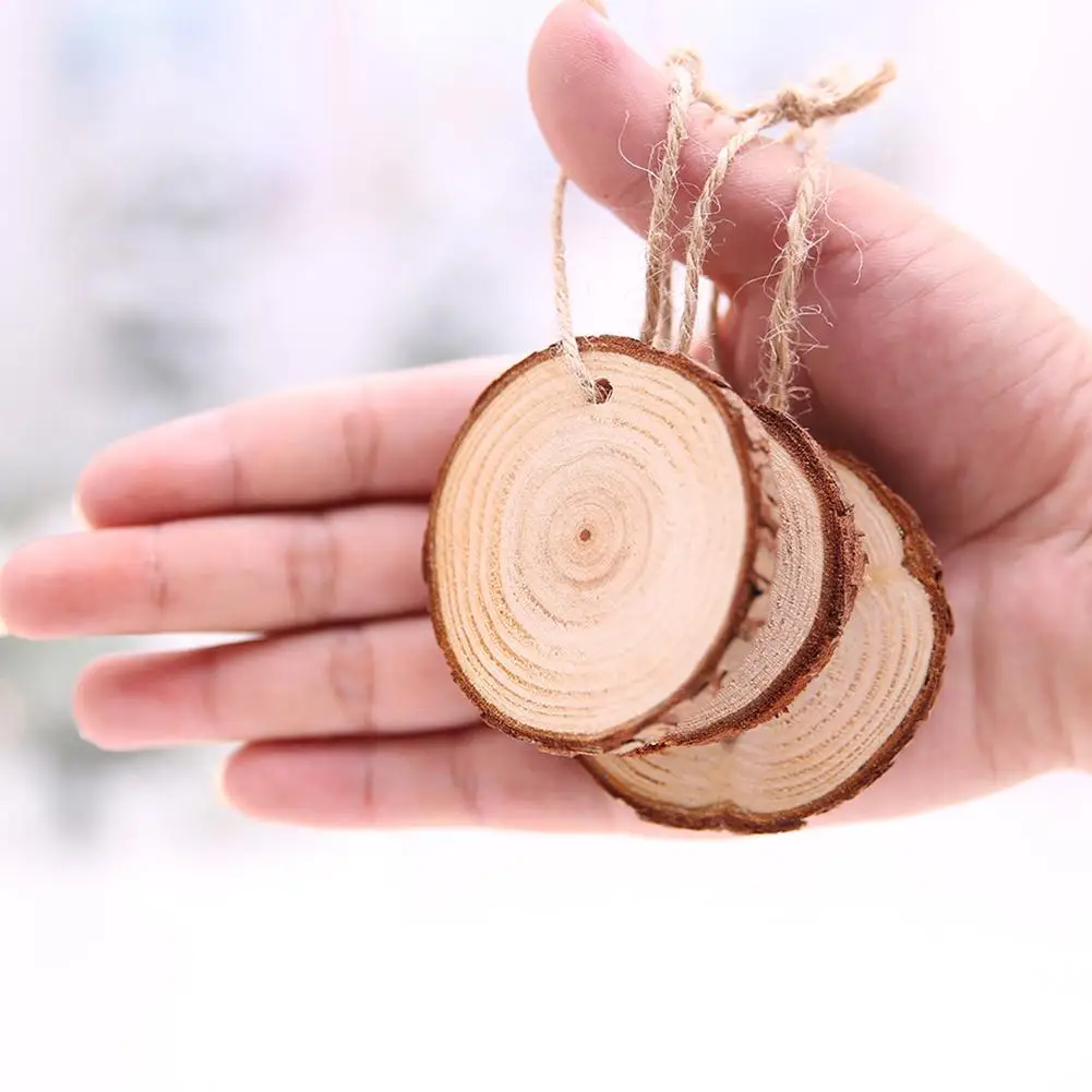 

Hot 10Pcs Christmas Tree Ornament DIY Round Wood Disk Write Draw Painting Decoration DIY Kit Round Disks Eco-Friendly simple