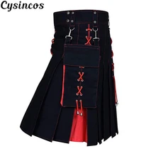CYSINCOS, новинка, новинка, универсальный килт, гибрид, современные хлопковые джинсы, килт для мужчин, шотландская традиционная Ретро винтажная юбка с рисунком