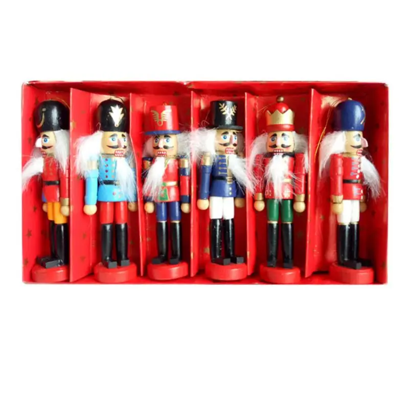 

6Pcs/Set Wooden Nutcracker Puppets Doll Toy Christmas Pendant Ornament Holiday Figurines Gift