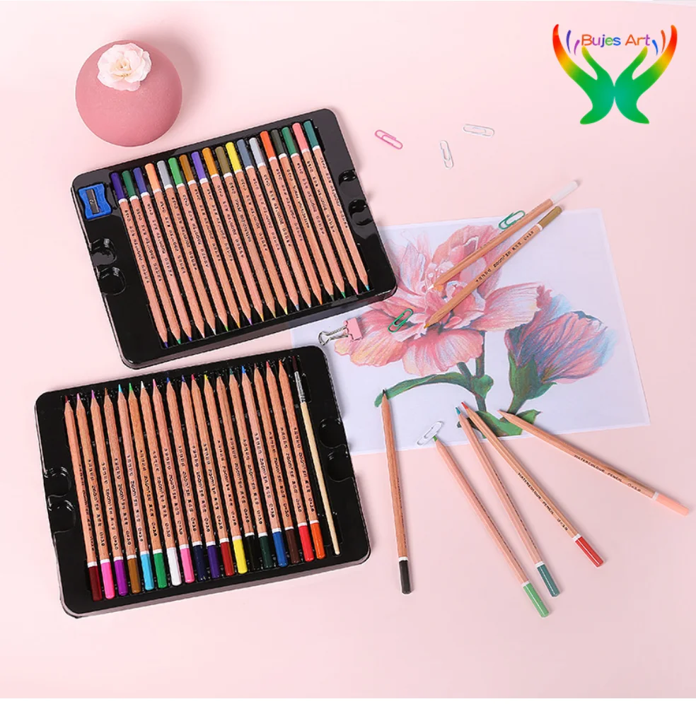 36/48 color Log environmental protection 36 48 water soluble pencil iron box set painting special pen | Канцтовары для офиса и