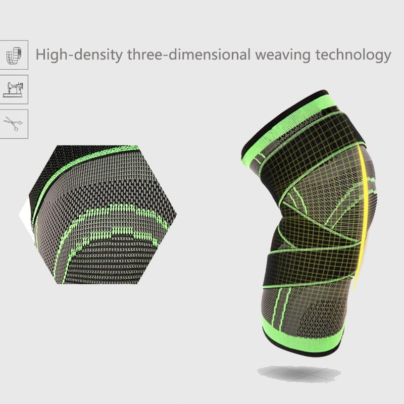 MOOL 2pcs 3D Weaving Pressurization Knee Brace Hiking Cycling Knee Support Protector Knee Pad- M& L