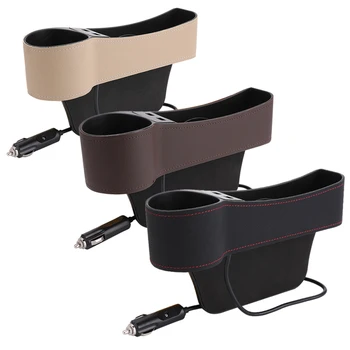

Universele Car Seat Storage Box Console Seat Gap Organizer Auto Seat Side Slit Pocket with Dual Usb Side Slotted Storage Box