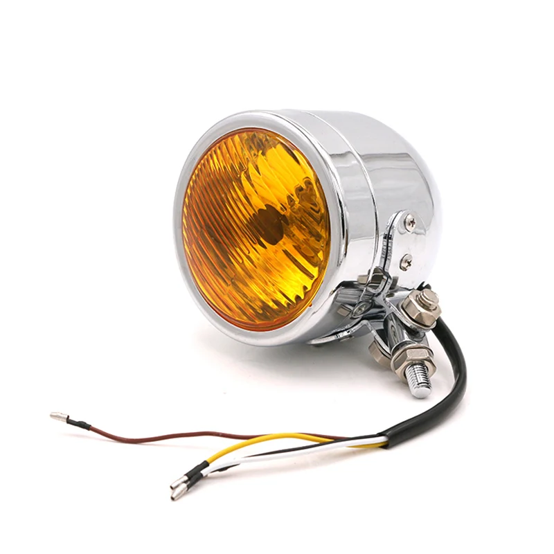 Серебристый Универсальная мотоциклетная винтажная фара DC 12V мотоцикл Переделанный налобный фонарь 55W Супер яркая фара для скутера мотор мото передняя лампа - Цвет: Серебристый