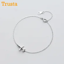 Trusta, Настоящее серебро 925 пробы, модное женское ювелирное изделие, самолет с CZ браслетом 15,5 см для девочек-подростков, подарок для девушек DS1012