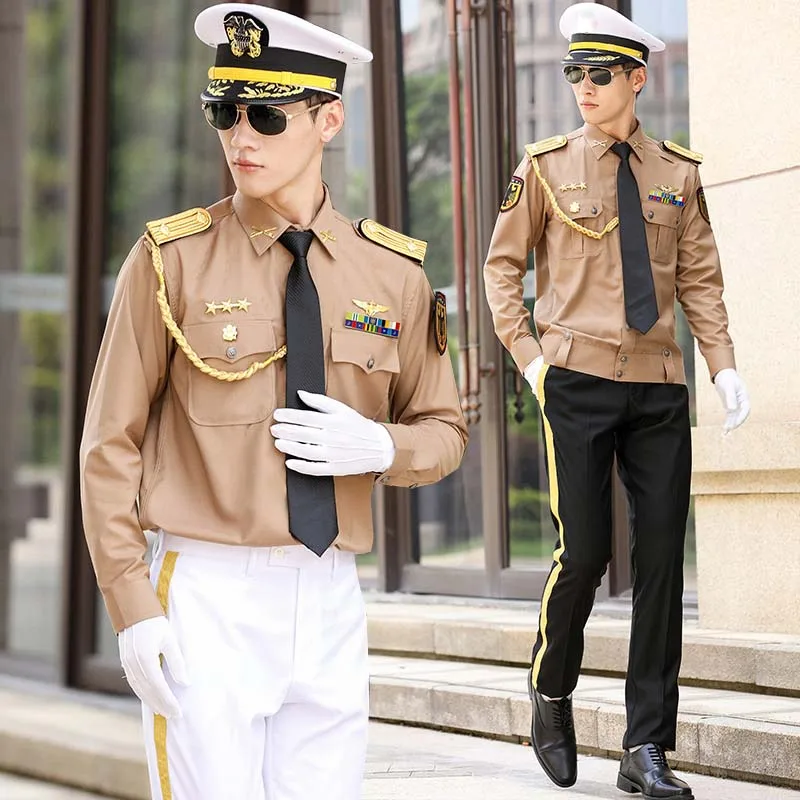 

Luxury cruise ship Captain uniform International seaman Standard suits ocean shipping working personnel jacket + shirt overalls