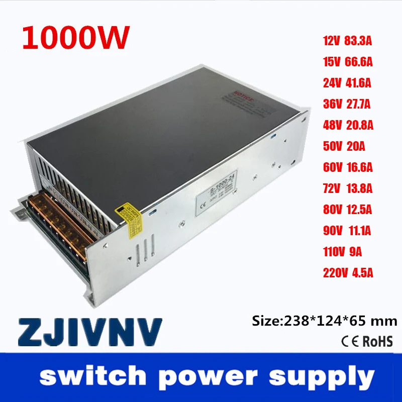 Comuta a Fonte de Alimentação v a Smps Única Saída 12 v 15 24 36 48 50 60 72 80 90 110 220 Ac110v ou dc 1000 w Que