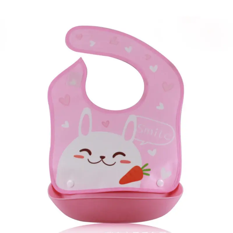 Brand New Infant Baby Boys Girls Silicone Waterproof Bib Washable Roll Up Crumb Catcher Feeding Eating Cute Baby's Bib