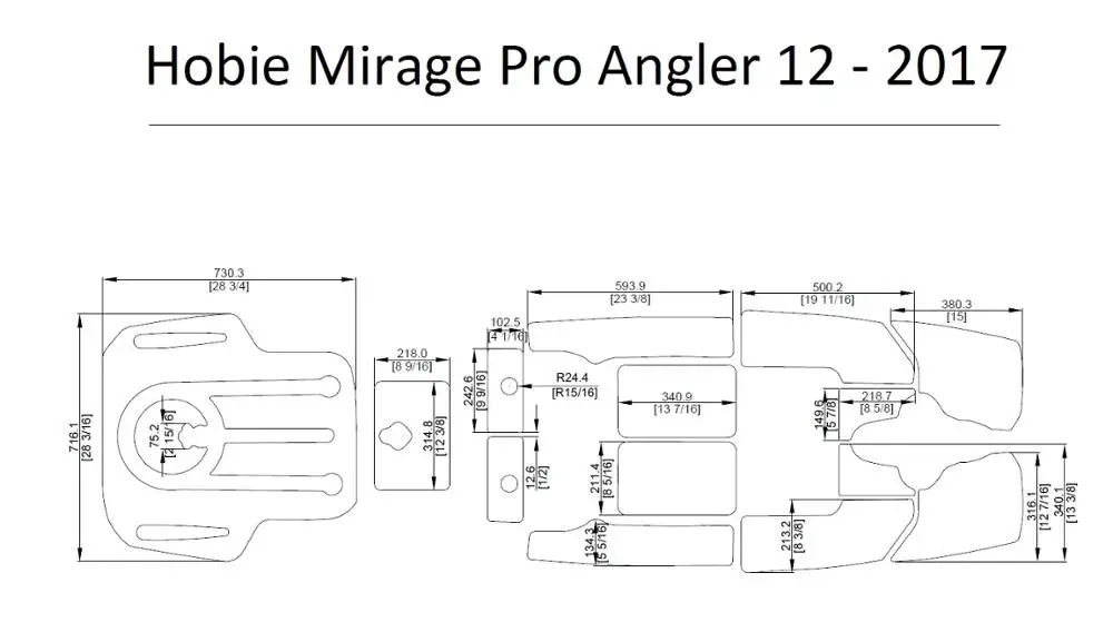 Hobie Mirage Pro Angler 12 Каяк Лодка EVA настил КОВРИКИ НАБОР 1/4"