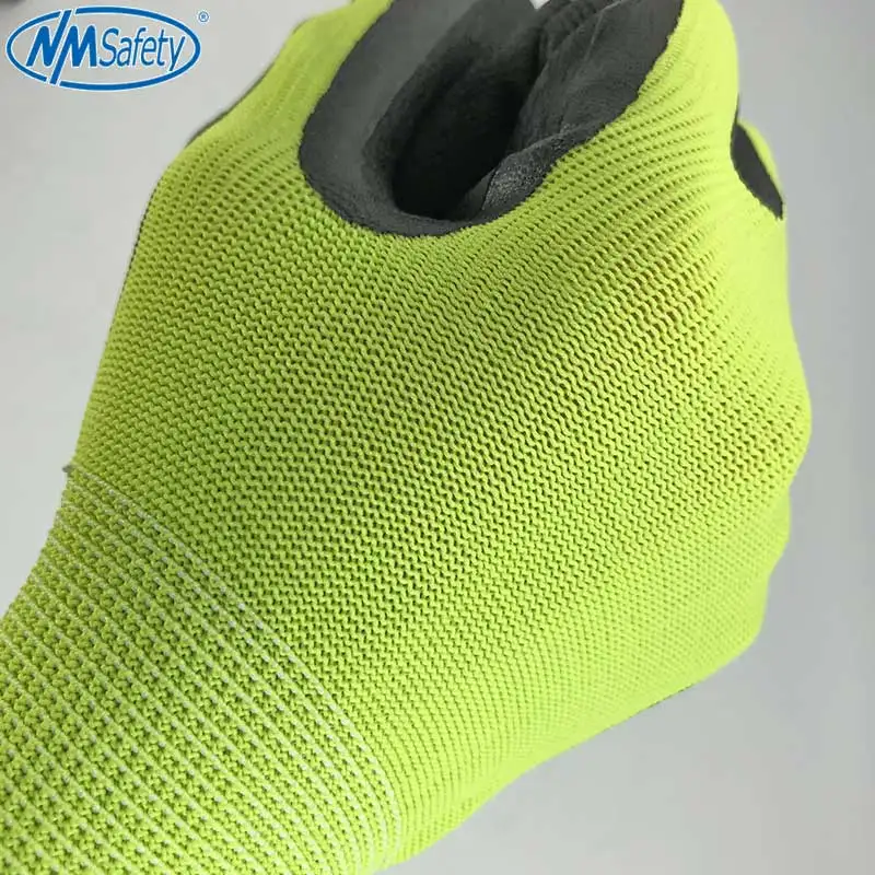 NMSafety защитные рабочие перчатки для садоводства с красочным полиэстером погружающийся поролон латексные безопасные рабочие перчатки