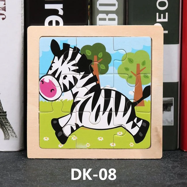 DK-08 Горячая 9/20 ломтик детская игрушка-Паззл животные и транспортные средства деревянные пазлы детские развивающие обучающие игрушки для детей подарок - Цвет: DK-08