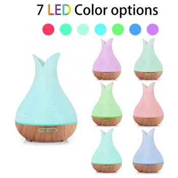 

400ml Aroma Essential Oil Diffuser Ultrasonic Air Humidifier with Wood Grain 7 Color Changing LED Lights Cool Mist Maker