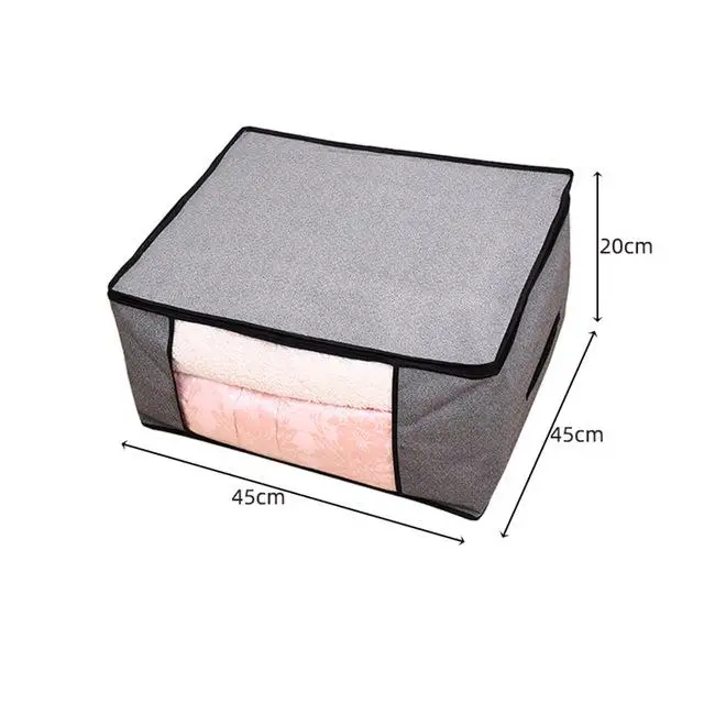 Нетканый тканевый складной ящик для хранения грязной одежды для сбора чехол на молнии для игрушек стеганая коробка для хранения прозрачный оконный Органайзер - Цвет: 45x45x20cm gray