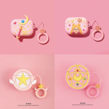 

3D Sailor Moon Earphone Case for Airpods Pro Case Cute Silicone Cartoon Headphone/Earpods Cover with Keychain