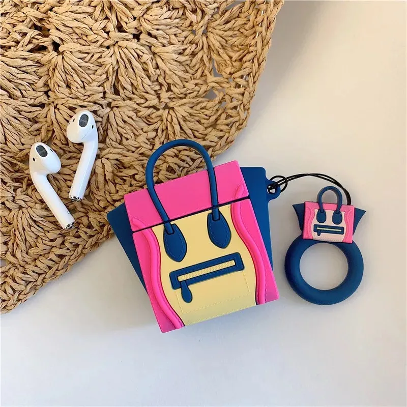 Роскошный 3D бренд Tote смайлик силиконовый шнурок Bluetooth беспроводные наушники чехол для Apple AirPods 1 2 сумка для наушников коробка