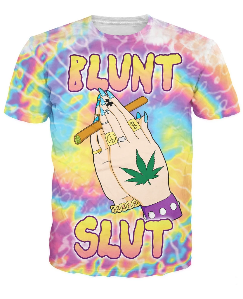 Потрясающая тупой шлюха футболка 3d и Psychedelic Tie dye Weed Leaf для женщин мужчин летний
