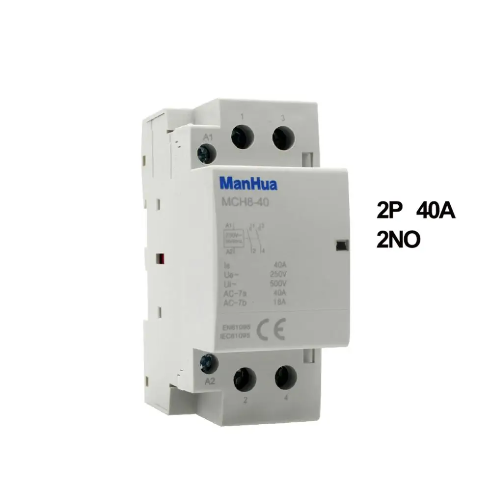 Розничная 2P 40A бытовой din-рейку AC220-240V 2NO 1NO+ 1NC 2NC однофазный 3 года гарантии длительного использования жизни модульный контактор