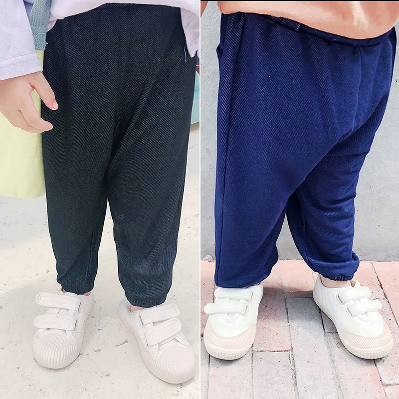 

Children Autumn Denim-like Fabric Elasticity Ankle Banded Pants Sub-Men And Women Children Pure Cotton Leggings Baby Bloomers Ul
