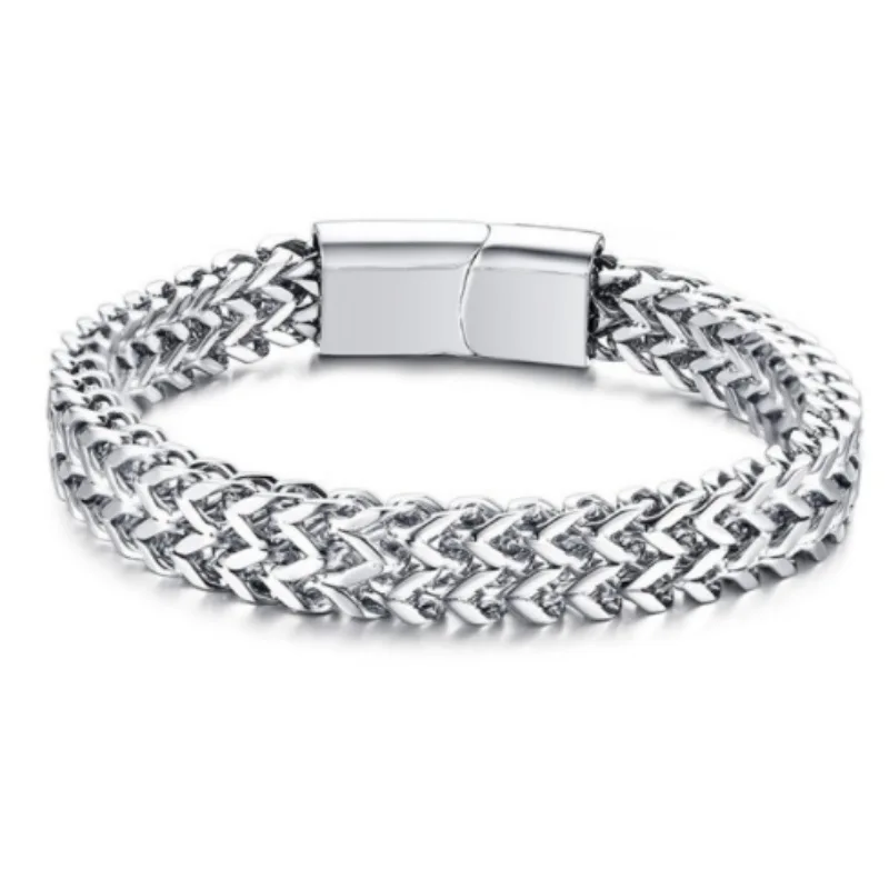 Модный браслет с двойной цепочкой для мужчин и мальчиков черный серебристый цвет