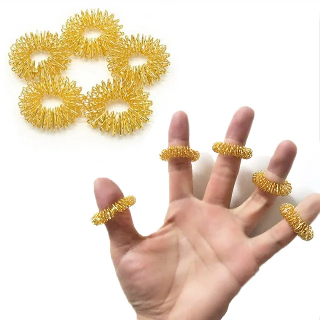 5Pcs Spiky Sensory Anxiety Ring for Finger Massage Hand Acupressure Massager Fidget Rings Toy Stress Relief Circulation Rings 2