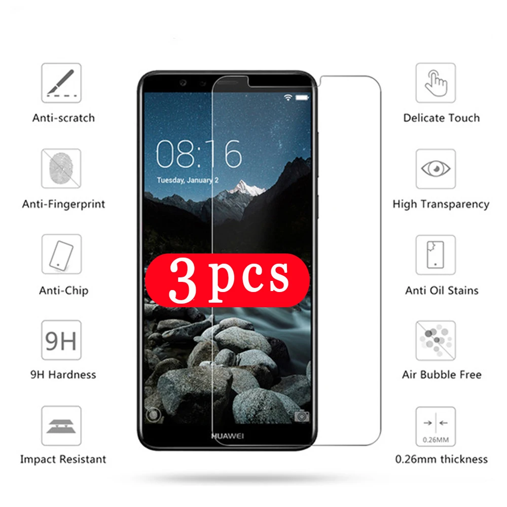 3 шт. закаленное стекло для huawei Y7 Y6 Y5 prime pro 2018 2019 lite Защитная пленка экрана телефона