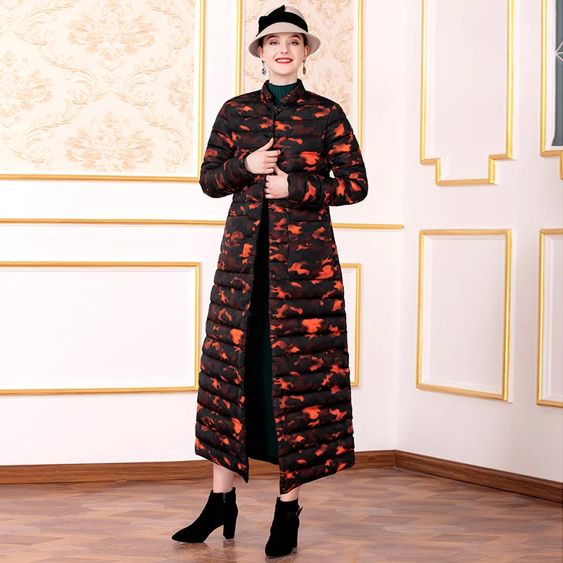 S-4XL женские парки космическая хлопковая камуфляжная куртка зимнее длинное пальто размера плюс DZ3001