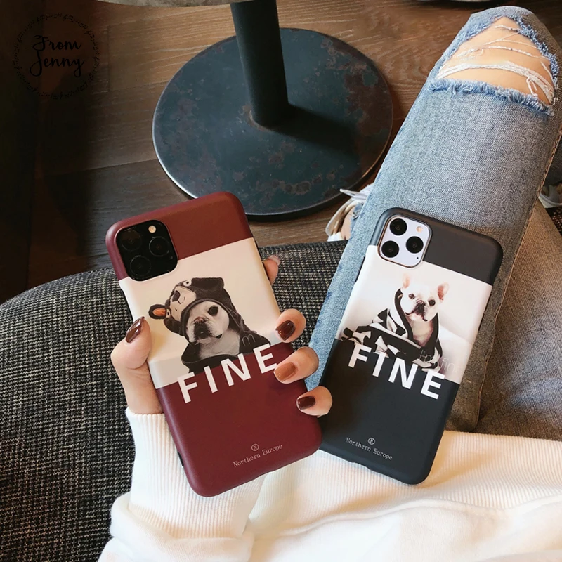 

From Jenny Cute illustration dog for iPhone 11 Pro x xr xs max 6 6s 7 8 Plus solid color silicone phone case