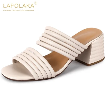 

Brand New INS Fashion Skin Chunky Heels Brand Design Summer Sandal Woman Slippers Women Shoes