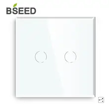 Bseed parede interruptores de tela sensível ao toque 1/2/3gang 2way painel de vidro led luz de fundo escuro padrão da ue branco preto dourado