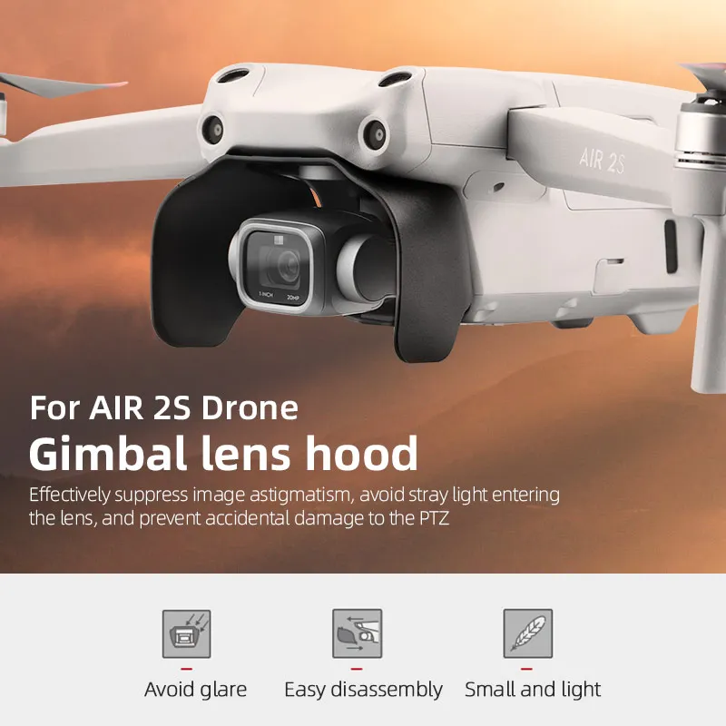 Description Picture 3 of itemLens Sun Hood Protection for DJI Mavic Air 2/2S Lens Cover Sun Visor Sunshade Anti-glare Gimbal Camera Guard Cap Drone Accessory