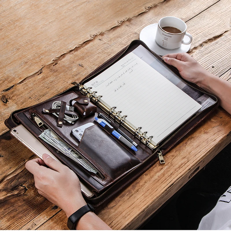 Ретро нубук кожаный чехол для iPad Pro 10,5 Air 3 2 11 9-Ring Binder Padfolio B5 папка чехол для планшета для iPad 9,7 держатель на молнии