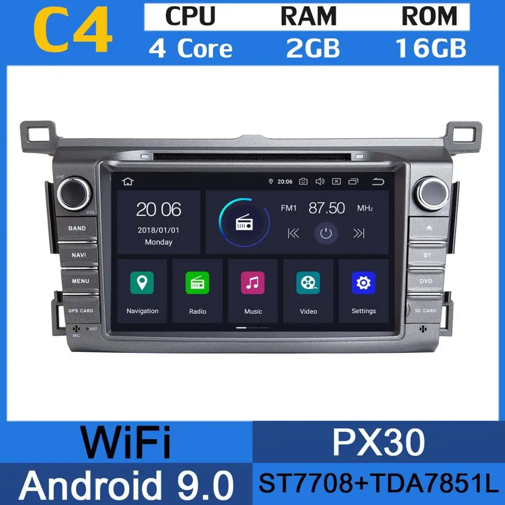 4Core 2G RAM 16G PX " PX6 4 Гб+ 64 ГБ Android 9,0 Автомобильный мультимедийный dvd-радио GPS для Toyota RAV4 для Toyota Previa RAV 4 2012 2013 DSP CarPlay - Цвет: 4Core 2G RAM 16G PX