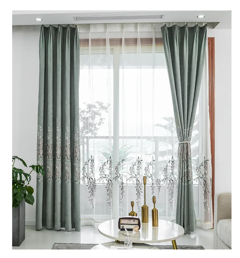 Modern Minimalist Embroidery Hollow Shade Curtains for Living Dining Room Bedroom