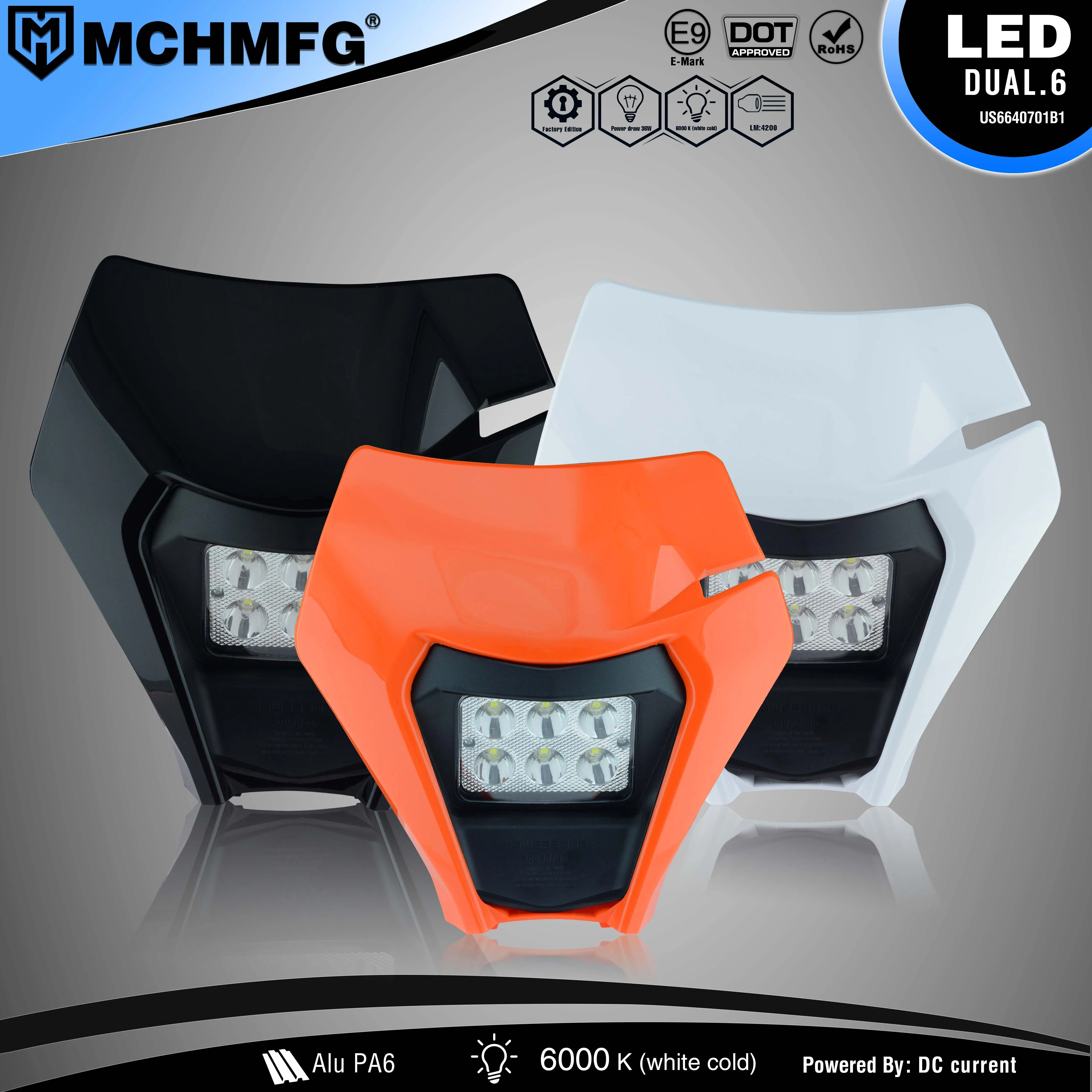 MCHMFG Motorcycle LED Headlight Headlamp Supermoto Fairing