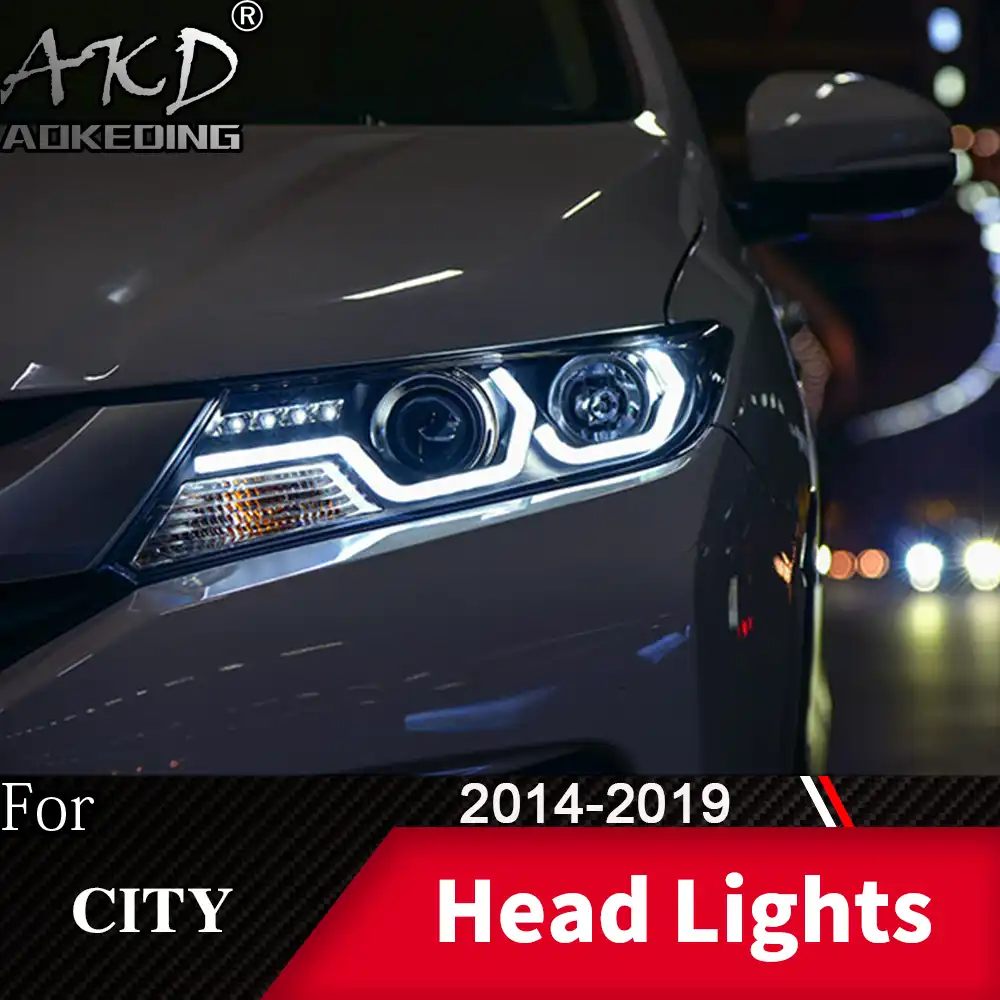 Head Lamp For Car Honda City 2014 2019 City Headlights Fog Lights Day Running Light Drl H7 Led Bi Xenon Bulb Car Accessory Car Light Assembly Aliexpress