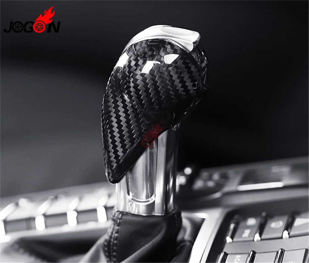 Carbon Fiber Car Accessories AT Interior Gear Shift Knob Head Cover Trim For Porsche Macan S GTS- Panamera 2010