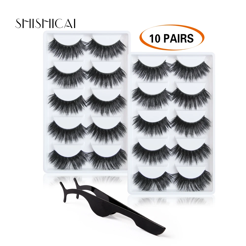 

10 pairs/lot Thick Long Lashes 3D Mink Eyelashes Handmade Mink Lashes cruelty-free Dramatic False Eyelashes Makeup