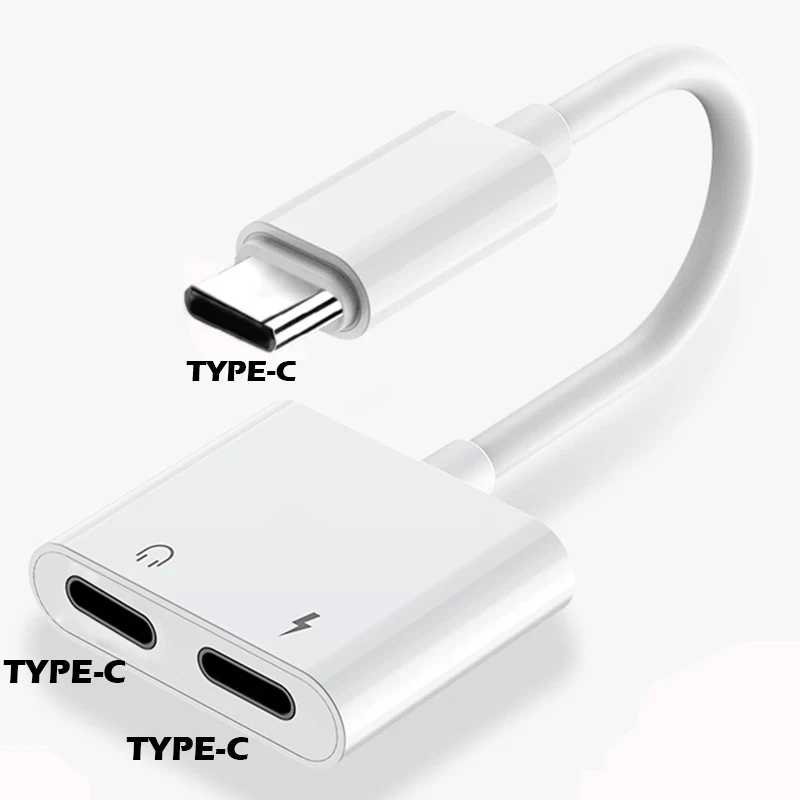 Double type-c GHC 2 в 1 usb type C до 3,5 мм разъем для наушников адаптер AUX аудио адаптеры зарядка USB-C конвертер наушников сплиттер для HUAWEI - Цвет: Double type-c