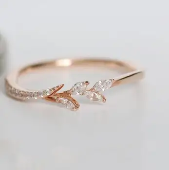 

Leaf Crystal Engagement Ring Women's Eternal Fashion Wedding Ring, Women's Rose Gold Ring, Jewelry Gift