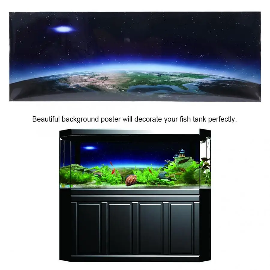 

Earth Moonlight Pattern Aquarium Fish Tank Background Poster Decoration PVC Sticker Landscape Image