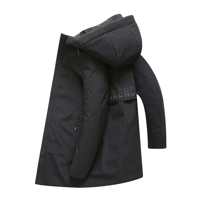 

Winter Men's 90% Coats Male Fashion Business Duck Jackets Men Solid Hooded Long Down Overcoats Parkas JK-853