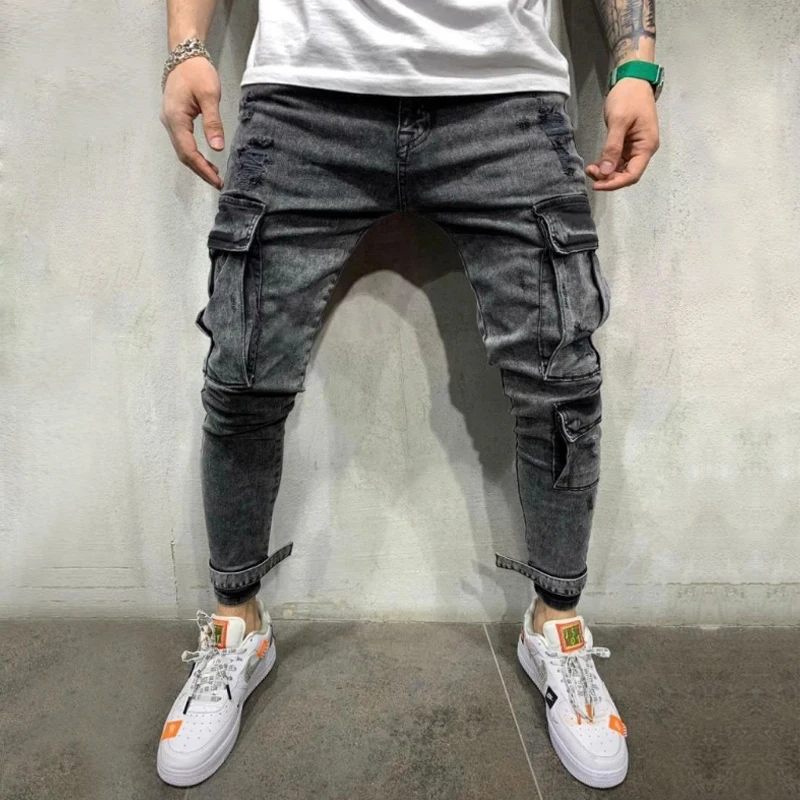 Cargo Pants Men's Vintage Multi-pockets Black Jeans 2019 Fashion Men Slim Pencil Trouser Streetwear Male Casual Skinny Jeans D25 Cargo Pants Men's Vintage Multi-pockets Black Jeans 2019 Fashion Men Slim Pencil Trouser Streetwear Male Casual Skinny Jeans D25