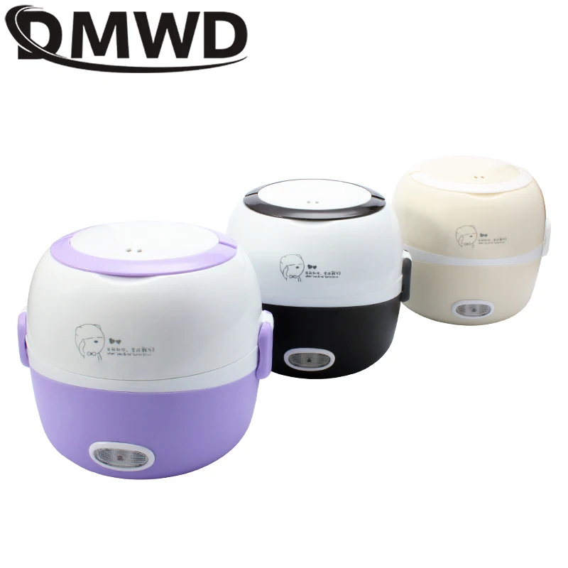 110/220V MINI Rice Cooker Insulation Heating Electric Lunchbox 2 Layers Portable Steamer Multifunction Automatic Food Container 6