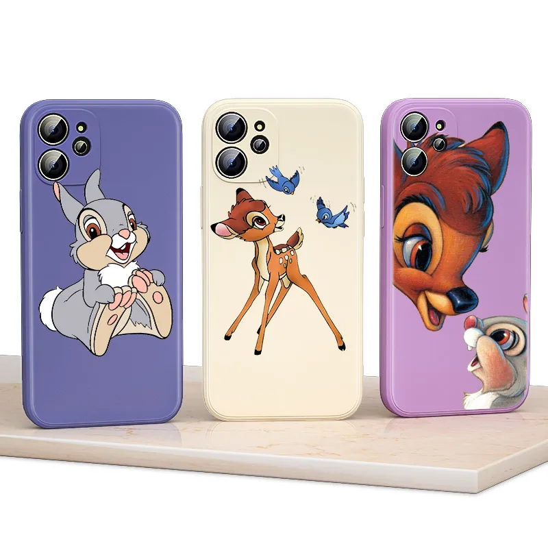 apple iphone 13 pro max case Liquid Silicone Soft Cover Cute Bambi Thumper For Apple IPhone 13 12 Mini 11 Pro XS MAX XR X 8 7 6 SE Plus Phone Case best iphone 13 pro max case