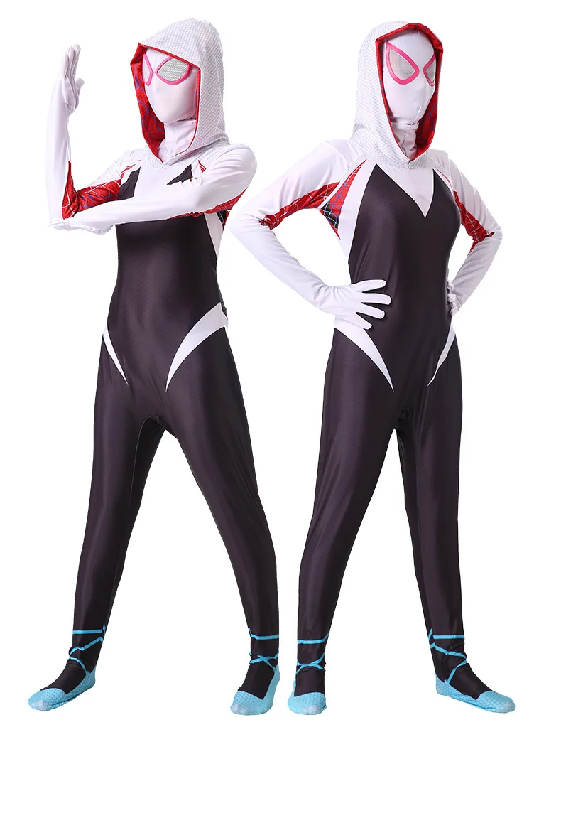 Gwen spiderman Взрослый Детский костюм Человека-паука, Железного человека, Капитана Америки, аквамена, яда, Дэдпула, секретный военный костюм, косплей, костюм супергероя на Хэллоуин, мужской комбинезон - Цвет: Gwen spiderman