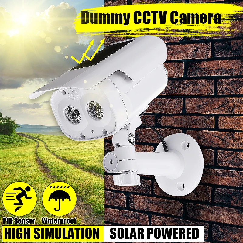 

KCASA Dummy Simulation Fake Camera Waterproof Outdoor Indoor Security PIR Sensor CCTV Surveillance Bullet Flashing LED Light