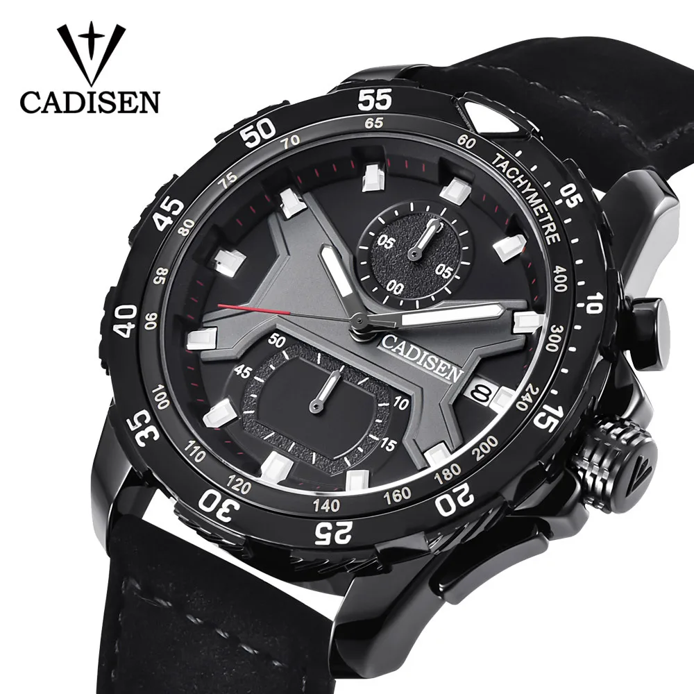 

New Style kds cadisen Brand Watch Genuine Product Fashion & Sports Multi-functional Night Light Leather Belt MEN'S Watch C9061