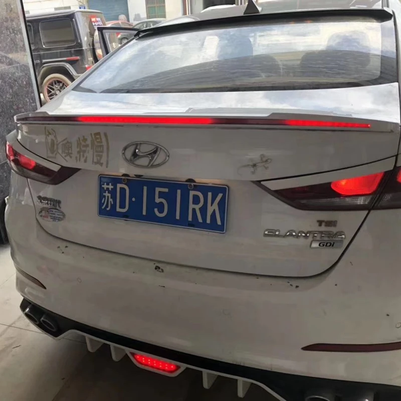 Для hyundai Elantra, спойлер, высокое качество, абс материал, заднее крыло, грунтовка, цветной задний светодиодный спойлер