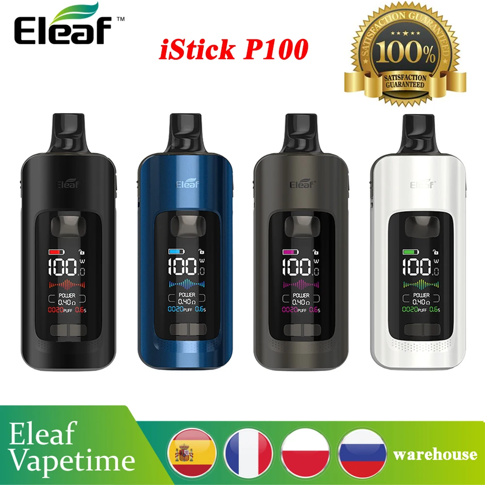 Оригинальный Eleaf iStick P100 Pod Комплект с 3400 мА/ч Батарея 100 Пара Сменные форсунки из