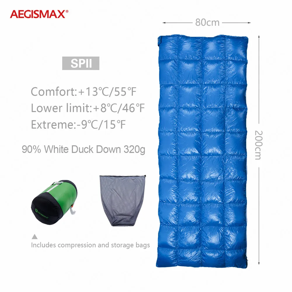 AEGISMAX SP спальные мешки 90% утка вниз 650+ FP Открытый спальный мешок походный матрас тип водонепроницаемый кемпинг спальный мешок - Цвет: SP2